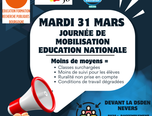 En grève mardi 31 mars : rassemblement devant la DSDEN à 8h30 et pique-nique le midi
